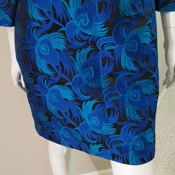 A4 Badgley Mischka 4 blue floral pattern with 2 tiered sleeve - Picture 4 of 10